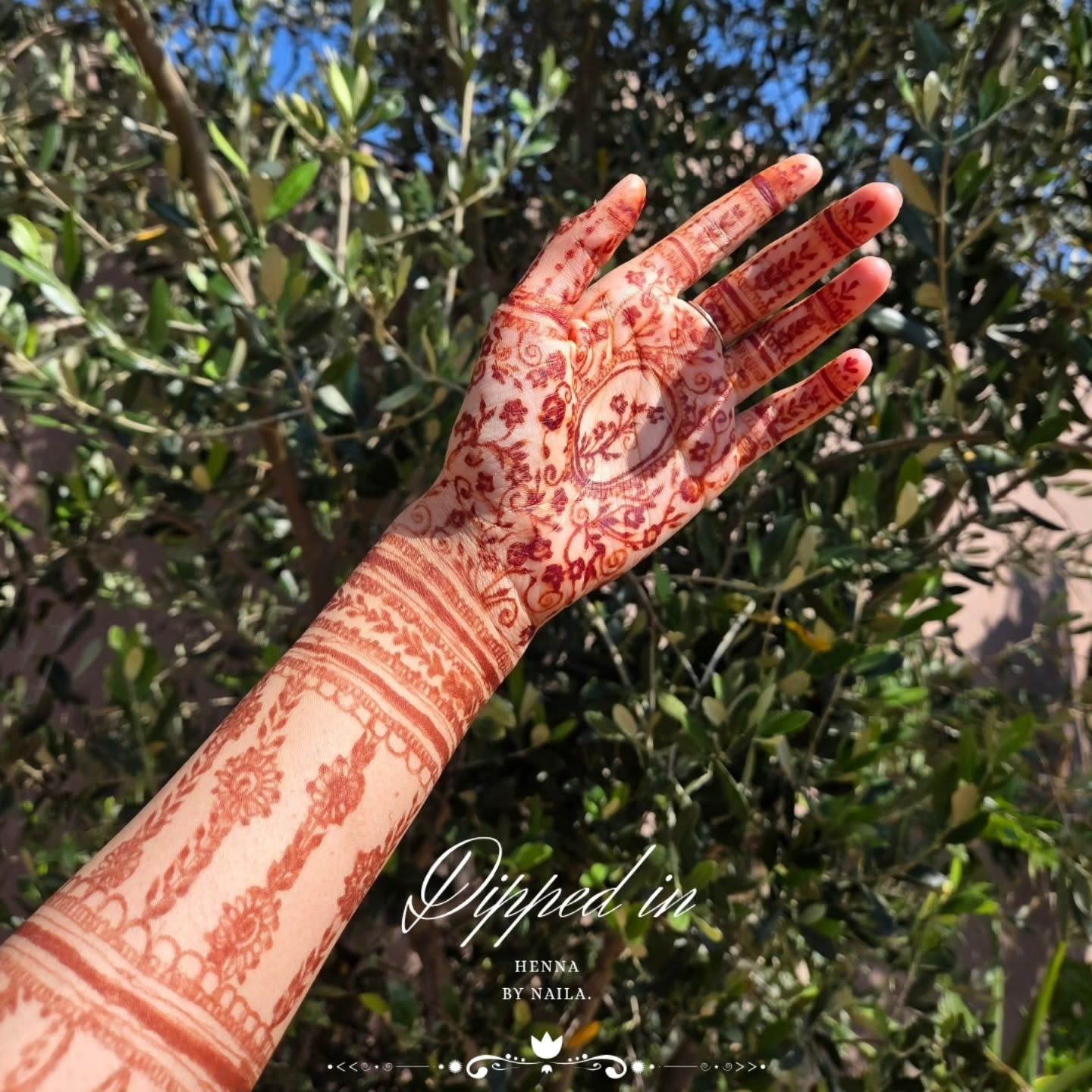 Full arm bridal henna with a deep stain